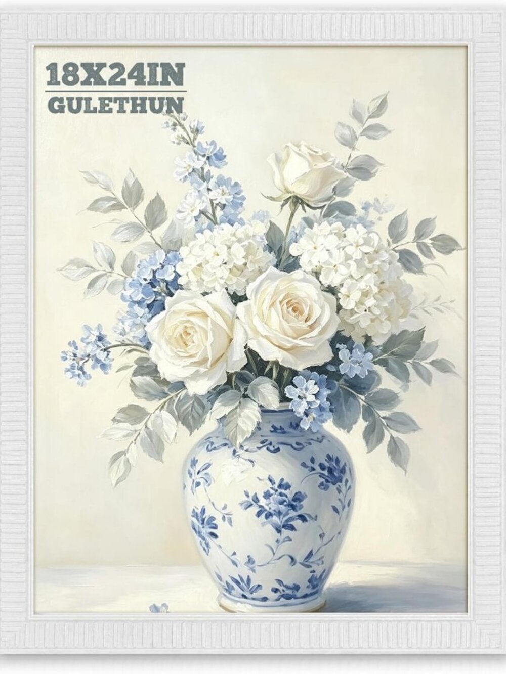 Ornate White 18x24 Picture Frame - Ridged Embossed Design for Posters & Art